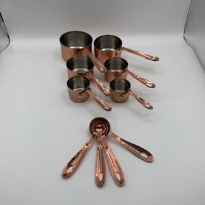 Copper and Stainless Steel Measuring Cups and Spoons Set of 10 Stackable *READ*